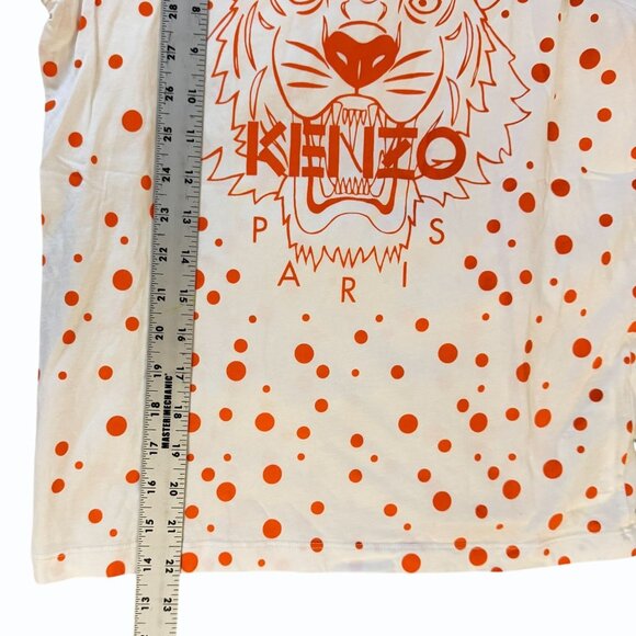 Kenzo Paris Womens Iconic Tiger Print T-Shirt Allover Dots Orange Streetwear - Picture 6 of 9
